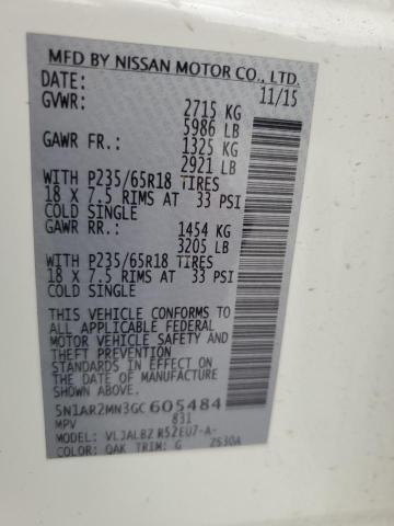 5N1AR2MN3GC605484 - 2016 NISSAN PATHFINDER S WHITE photo 13