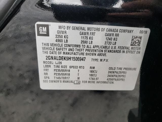 2GNALDEK9H1506947 - 2017 CHEVROLET EQUINOX PREMIER BLACK photo 13