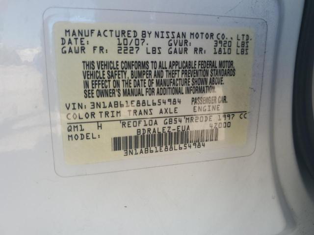 3N1AB61E88L654984 - 2008 NISSAN SENTRA 2.0 WHITE photo 12