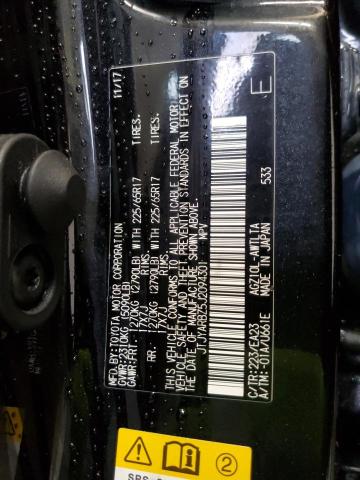 JTJYARBZ5J2094301 - 2018 LEXUS NX 300 BASE შავი ფოტო 14