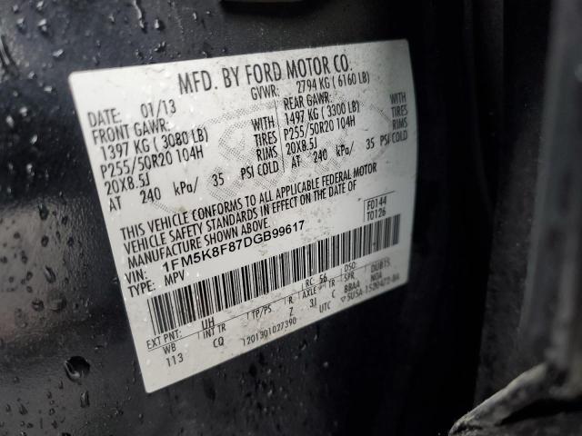 1FM5K8F87DGB99617 - 2013 FORD EXPLORER LIMITED BLACK photo 13