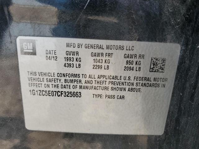 1G1ZC5E07CF325663 - 2012 CHEVROLET MALIBU 1LT BLACK photo 12