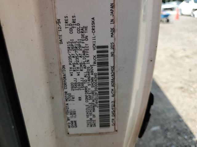 JT4VD12F3S0004340 - 1995 TOYOTA T100 XTRACAB SR5 WHITE photo 12