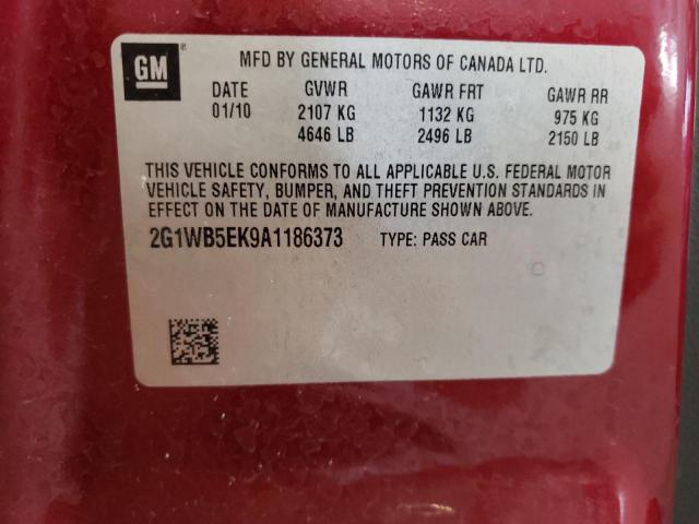 2G1WB5EK9A1186373 - 2010 CHEVROLET IMPALA LT BURGUNDY photo 12