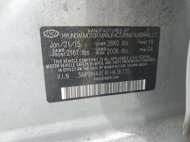 5NPDH4AE4FH636735 - 2015 HYUNDAI ELANTRA SE SILVER photo 12