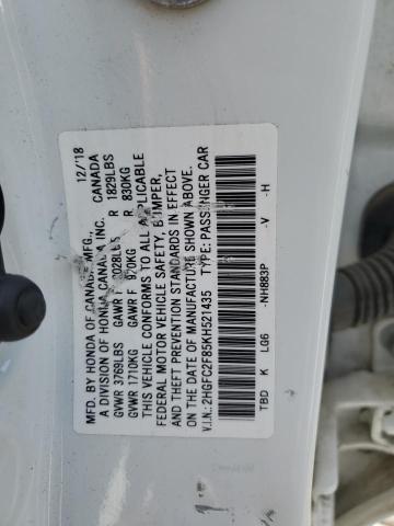 2HGFC2F85KH521435 - 2019 HONDA CIVIC SPORT 白色 照片 13