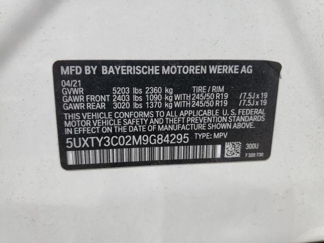 5UXTY3C02M9G84295 - 2021 BMW X3 SDRIVE30I WHITE photo 13