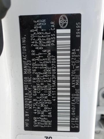 4T1T11AK3PU827067 - 2023 TOYOTA CAMRY SE NIGHT SHADE WHITE photo 12