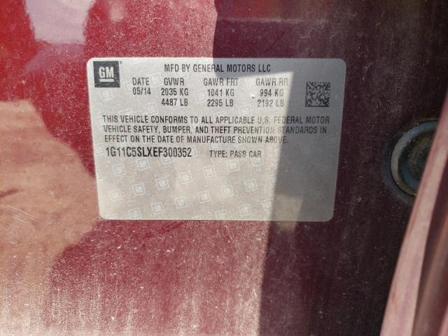 1G11C5SLXEF300352 - 2014 CHEVROLET MALIBU 1LT MAROON photo 12