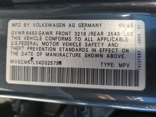 WVGCM67L04D025799 - 2004 VOLKSWAGEN TOUAREG 4.2 CHARCOAL photo 13