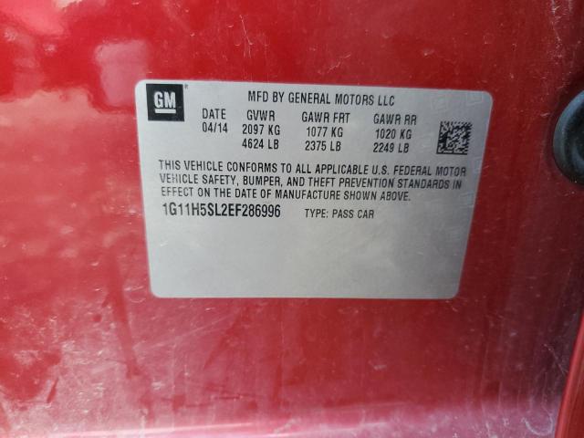 1G11H5SL2EF286996 - 2014 CHEVROLET MALIBU LTZ ბურგუნდია ფოტო 12