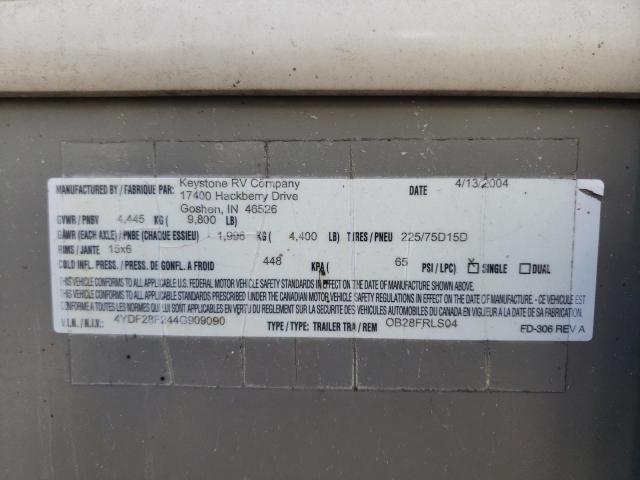 4YDF28F244G909090 - 2004 KEYSTONE OUTBACK WHITE photo 10