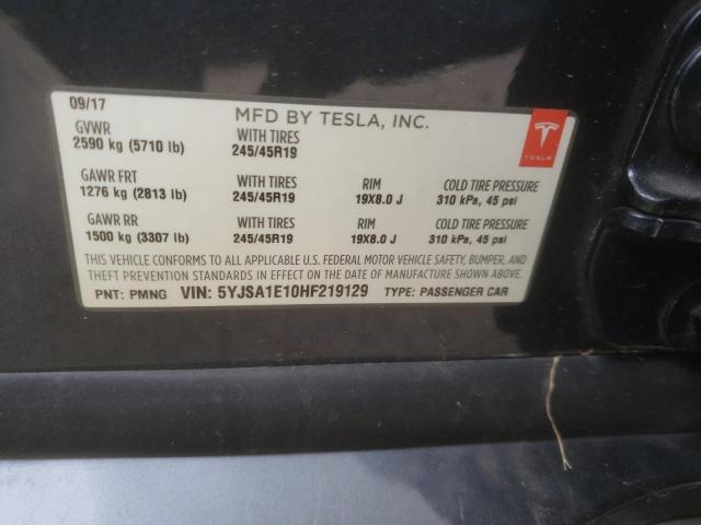 5YJSA1E10HF219129 - 2017 TESLA MODEL S Boz foto 12