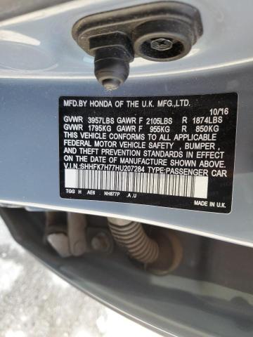 SHHFK7H77HU207284 - 2017 HONDA CIVIC EXL GRAY photo 12