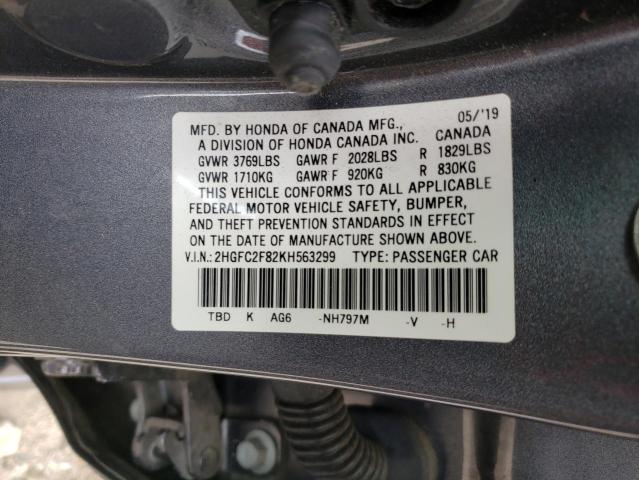 2HGFC2F82KH563299 - 2019 HONDA CIVIC SPORT 灰色 照片 13
