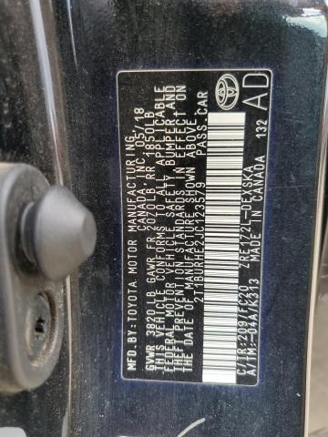 2T1BURHE2JC123579 - 2018 TOYOTA COROLLA L BLACK photo 12