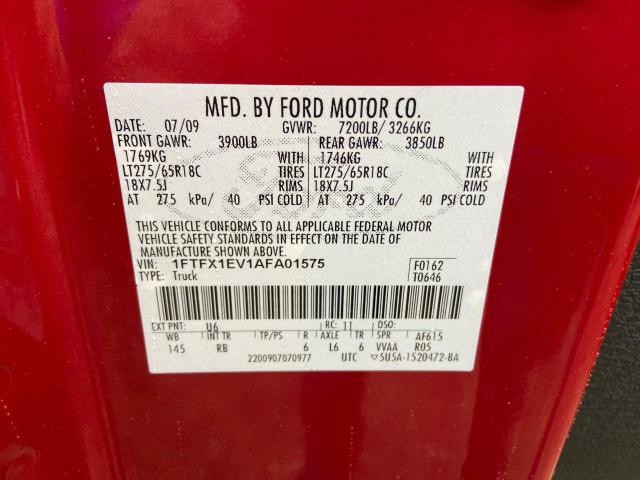 1FTFX1EV1AFA01575 - 2010 FORD F150 SUPER CAB RED photo 11