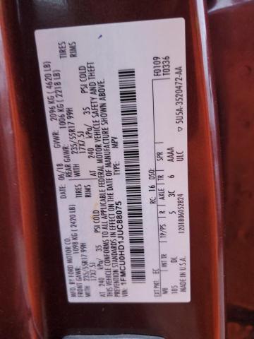 1FMCU0HD1JUC88075 - 2018 FORD ESCAPE SEL მუქწითელი ფოტო 13