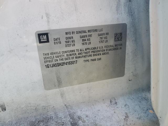 1G1JA5SH2F4163017 - 2015 CHEVROLET SONIC LS WHITE photo 12