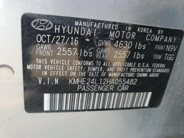 KMHE24L12HA055482 - 2017 HYUNDAI SONATA HYBRID SILVER photo 12