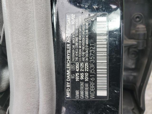 WDBRF61J53F357321 - 2003 MERCEDES-BENZ C 240 BLACK photo 12