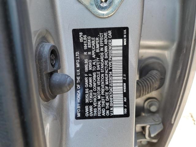 SHHFK7G47JU226754 - 2018 HONDA CIVIC SPORT SILVER photo 12