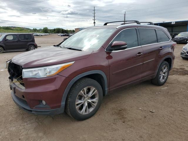 5TDKKRFH0FS097839 - 2015 TOYOTA HIGHLANDER XLE BURGUNDY photo 1