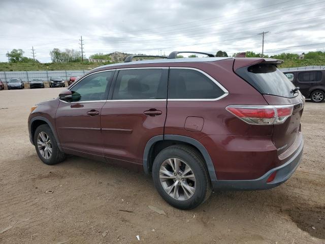 5TDKKRFH0FS097839 - 2015 TOYOTA HIGHLANDER XLE BURGUNDY photo 2