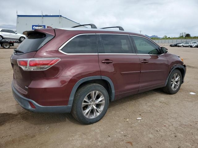 5TDKKRFH0FS097839 - 2015 TOYOTA HIGHLANDER XLE BURGUNDY photo 3