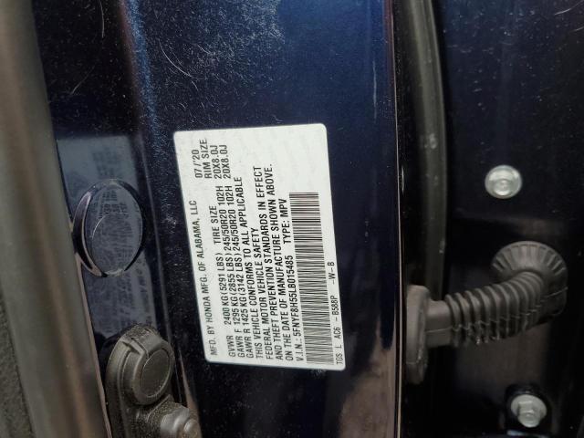 5FNYF8H55LB015485 - 2020 HONDA PASSPORT EXL Mavi foto 10