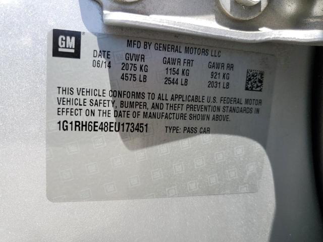 1G1RH6E48EU173451 - 2014 CHEVROLET VOLT SILVER photo 12