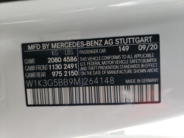 W1K3G5BB9MJ264148 - 2021 MERCEDES-BENZ A 35 AMG WHITE photo 12