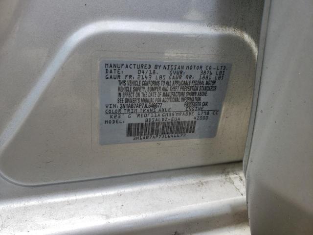 3N1AB7AP7JL646677 - 2018 NISSAN SENTRA S SILVER photo 13