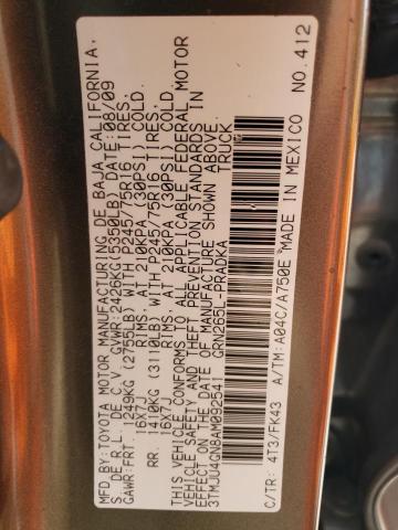 3TMJU4GN8AM092541 - 2010 TOYOTA TACOMA DOUBLE CAB PRERUNNER GRAY photo 12