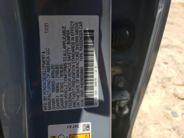 19XFL1H82NE004843 - 2022 HONDA CIVIC SPORT TOURING Көк фото 12