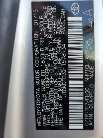 JTDKDTB32F1578934 - 2015 TOYOTA PRIUS C SILVER photo 12