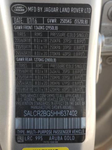 SALCR2BG5HH637402 - 2017 LAND ROVER DISCOVERY HSE SILVER photo 13