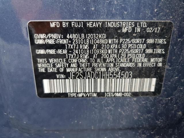 JF2SJADC1HH554503 - 2017 SUBARU FORESTER 2.5I PREMIUM BLUE photo 13