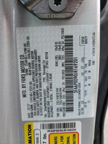 3FA6P0D90JR169201 - 2018 FORD FUSION TITANIUM/PLATINUM SILVER photo 12