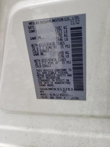 5N1AR2MM7DC613283 - 2013 NISSAN PATHFINDER S WHITE photo 13