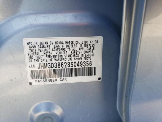 JHMGD38628S049356 - 2008 HONDA FIT SPORT BLUE photo 12