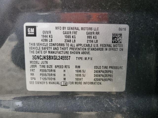 3GNCJKSBXGL245557 - 2016 CHEVROLET TRAX LS GRAY photo 13