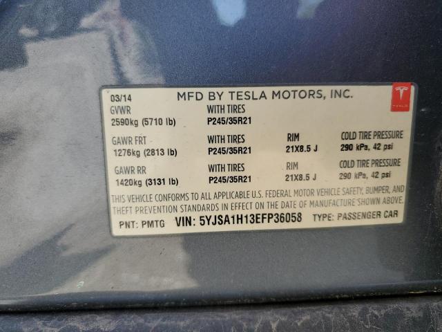 5YJSA1H13EFP36058 - 2014 TESLA MODEL S 灰色 照片 12
