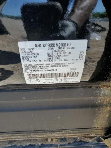 1FM5K8AB1NGA42248 - 2022 FORD EXPLORER POLICE INTERCEPTOR BLACK photo 12