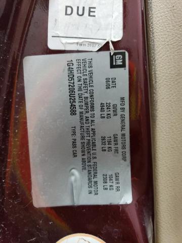 1G4HD57206U254588 - 2006 BUICK LUCERNE CXL BURGUNDY photo 12