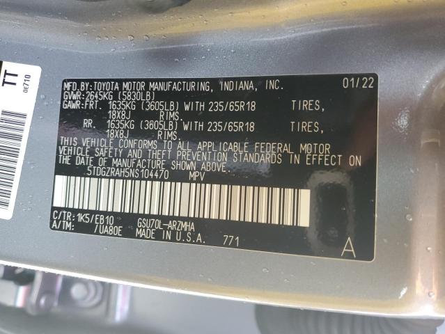 5TDGZRAH5NS104470 - 2022 TOYOTA HIGHLANDER XLE Gümüş foto 13