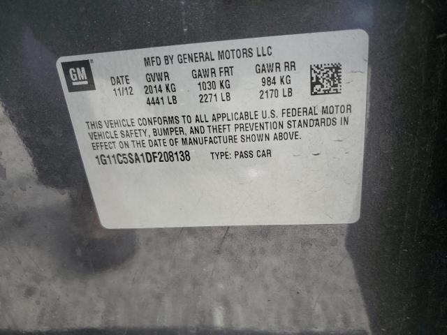 1G11C5SA1DF208138 - 2013 CHEVROLET MALIBU 1LT GRAY photo 12