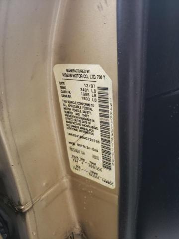 1N4BB41D9WC728196 - 1998 NISSAN SENTRA SE GOLD photo 12