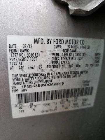 1FM5K8B85DGA99019 - 2013 FORD EXPLORER Gümüş foto 13