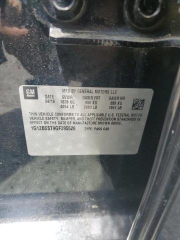 1G1ZB5ST9GF285528 - 2016 CHEVROLET MALIBU LS BLACK photo 12